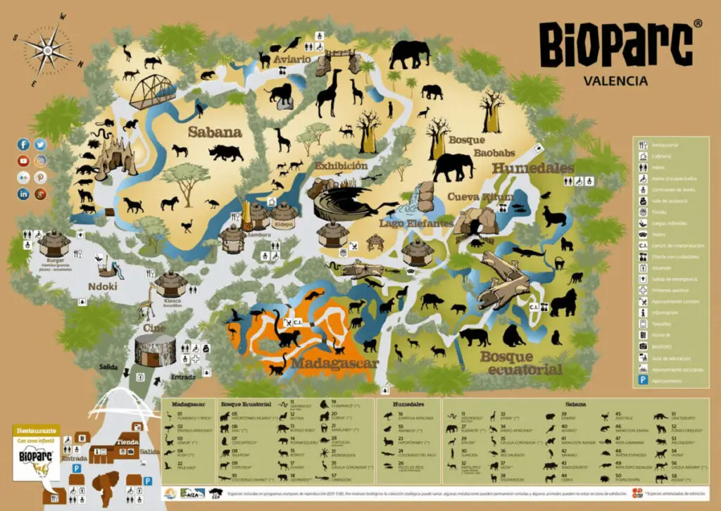 Mapa del Bioparc Valencia
